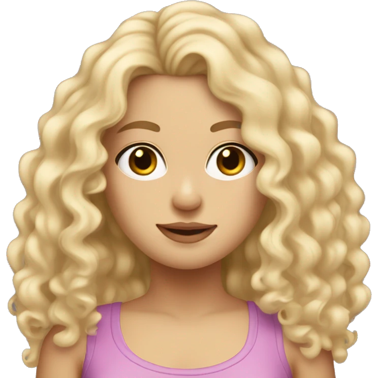 white girl with really curly long blonde hair wearing tank top hair in front emoji