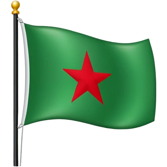 Make a flag that the top is green the middle is white and the bottom is black and has red stars in the middle emoji