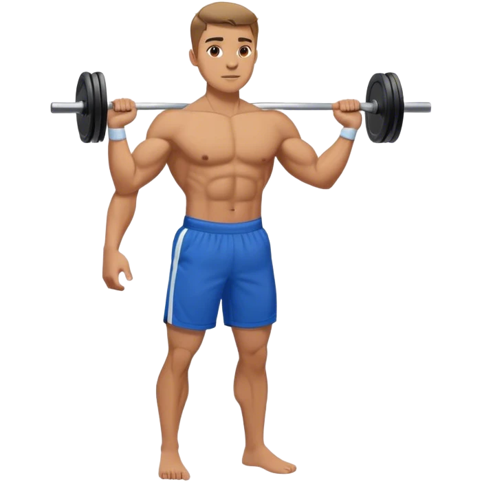 man with blue shorts doing side-lateral raise (T pose) emoji