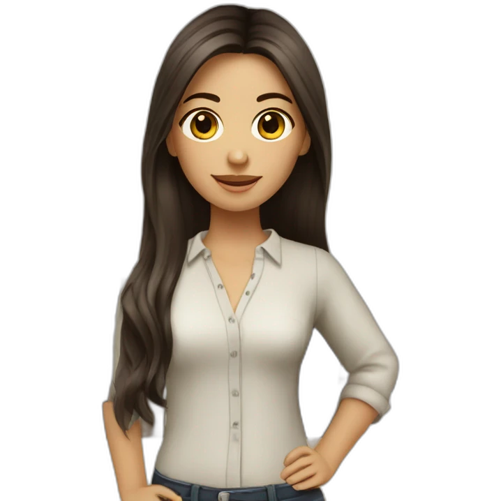 Interior designer bale girl with long dark brown hairand dark brown eyes emoji