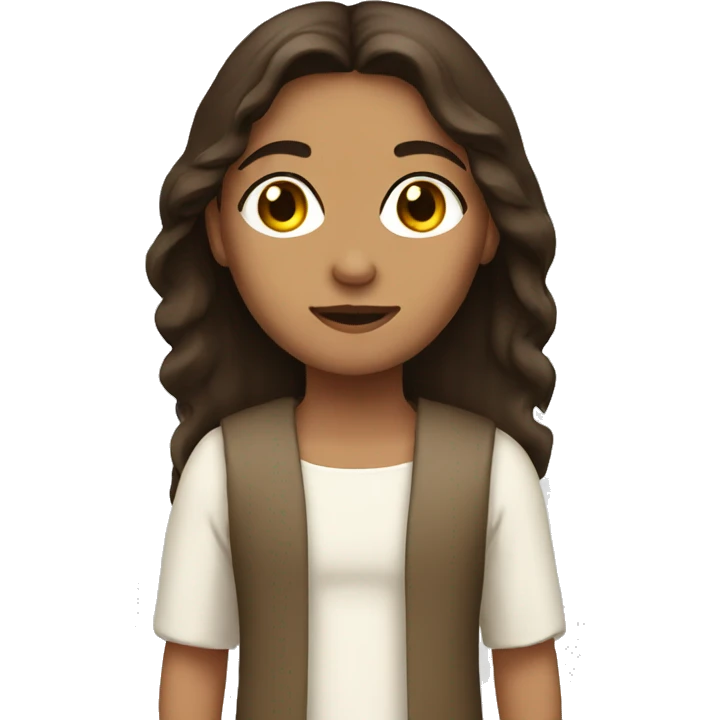 brunette girl with jesus emoji