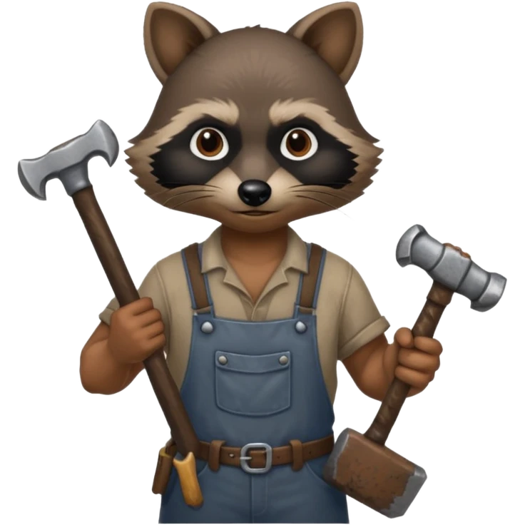 dirty blacksmith  black racoon holding hammer emoji