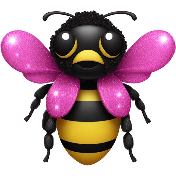 Hot pink and black bumble bee with glitter emoji