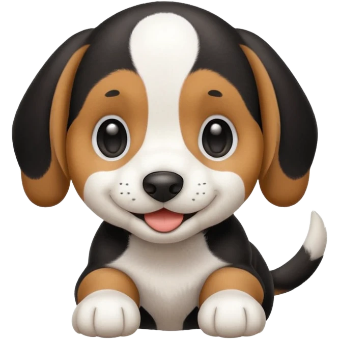 Black and white beagle puppy, smiling, smooth coat emoji