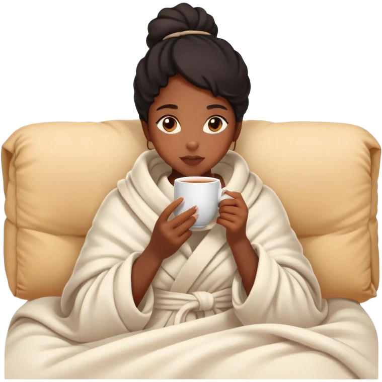 black girl wrapped in blanket drinking tea emoji