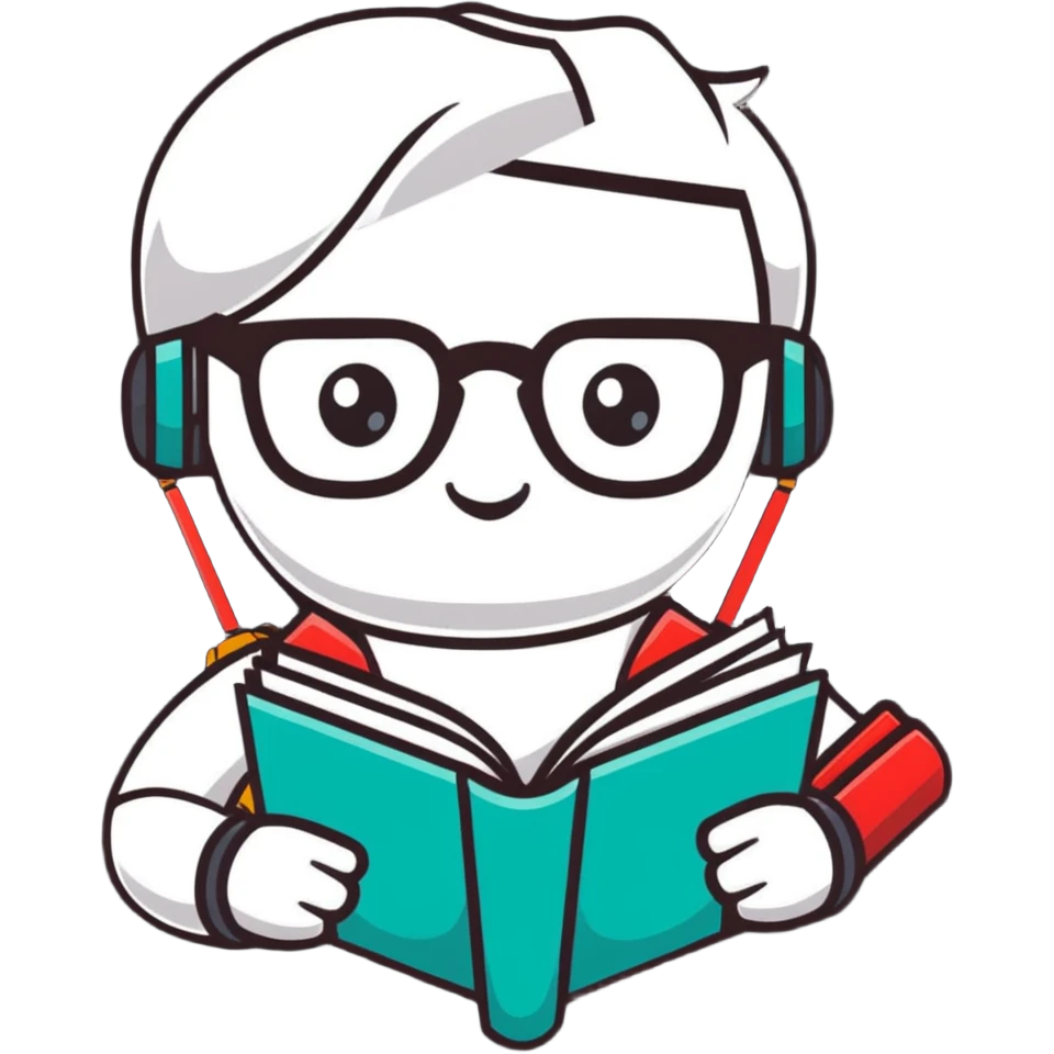 nerdy robot librarian with glasses and books emoji
