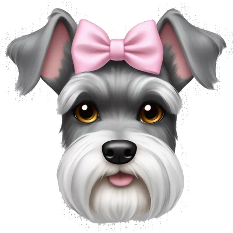 schnauzer pointy ears pink bow grey  emoji