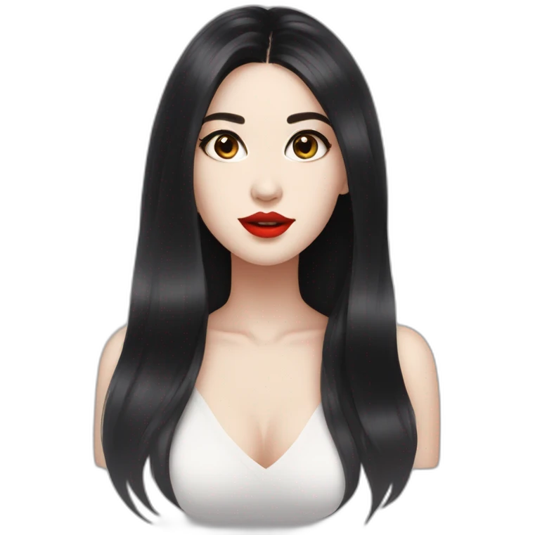 Beautiful young woman,Black hair,long hair,White skin,oval face,big eyes,Blackeyes,Redlips,Chinese emoji