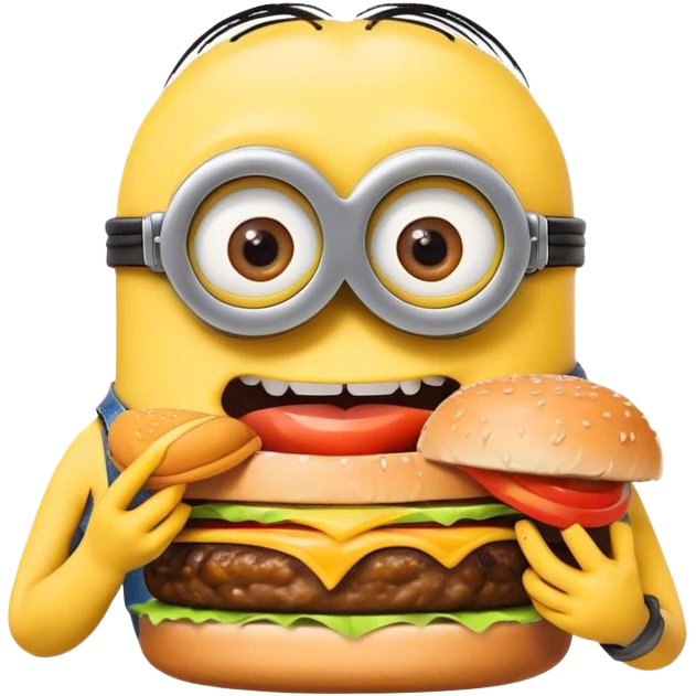 Minion eating a burger emoji