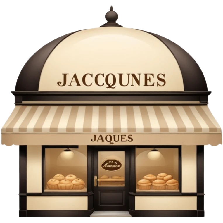 французкая пекарня с красивыми круглыми бежевыми купольными маркизами и названием на вывеске Jacques-Andre
в бежевых оттенках emoji