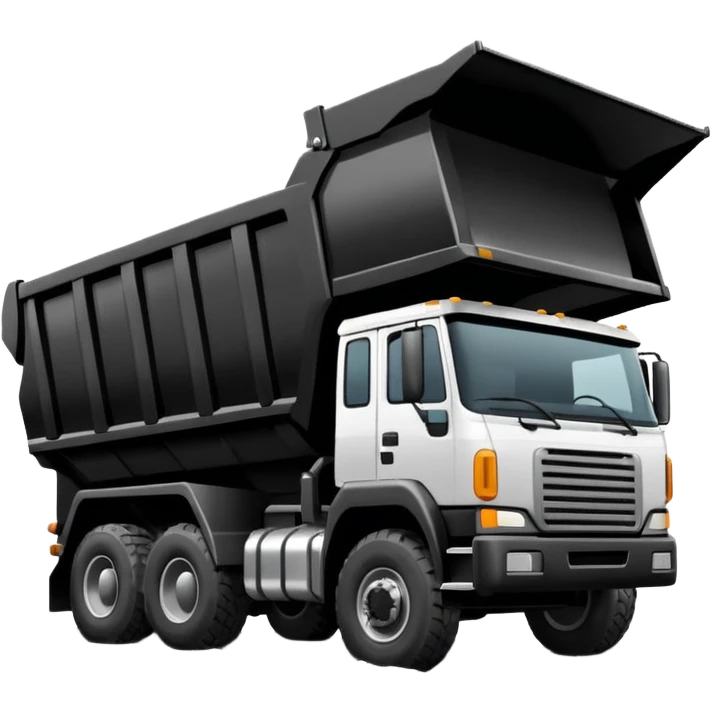 Camión volquete en 2d, en blanco y negro y descargando la carga emoji