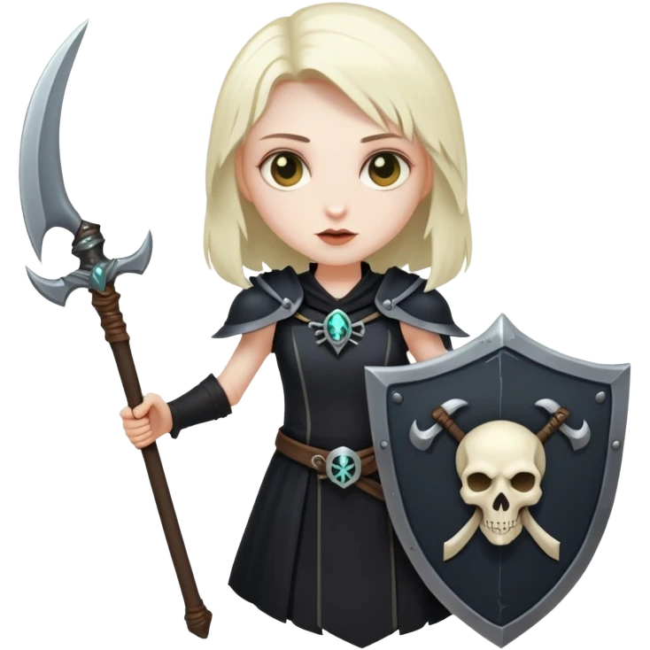 Necromancer girl with scythe and shield emoji