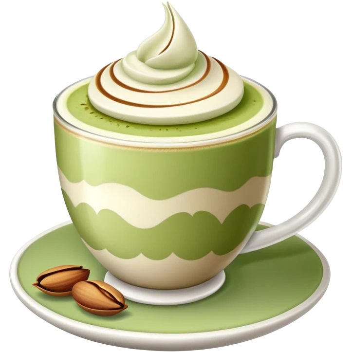 pistachio latte with tulip latte art emoji