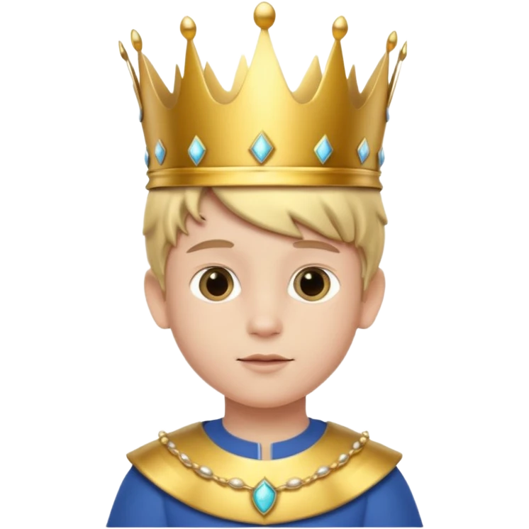 Royal Kid with fancy crown head 3d with emoji