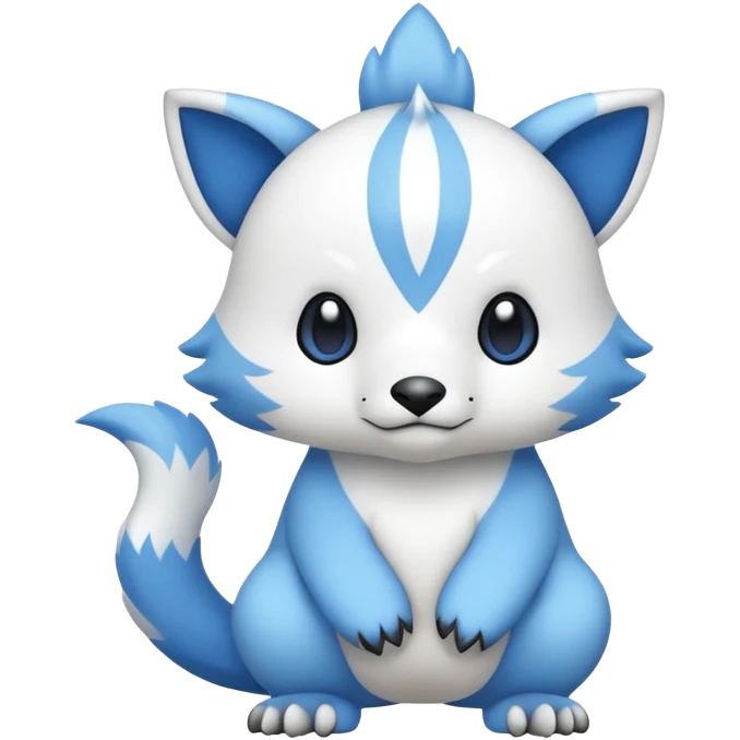 Cute cool white blue animal hybrid Fakemon full body emoji