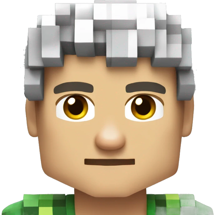 young caucassian adult in minecraft look emoji
