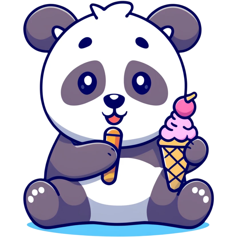 Panda eating ice cream emoji
