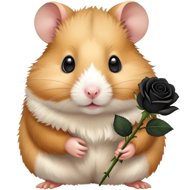 Hamster holding a black rose emoji