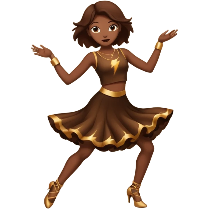 All Brown outline of a female dancing with thunder in the background  emoji