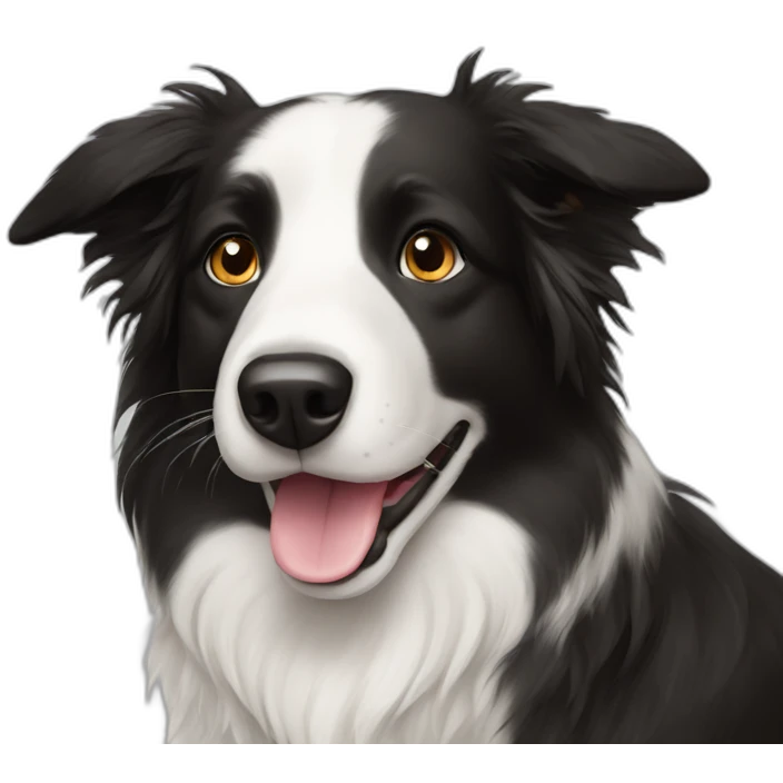 Border collie with a black mole on the White nose emoji