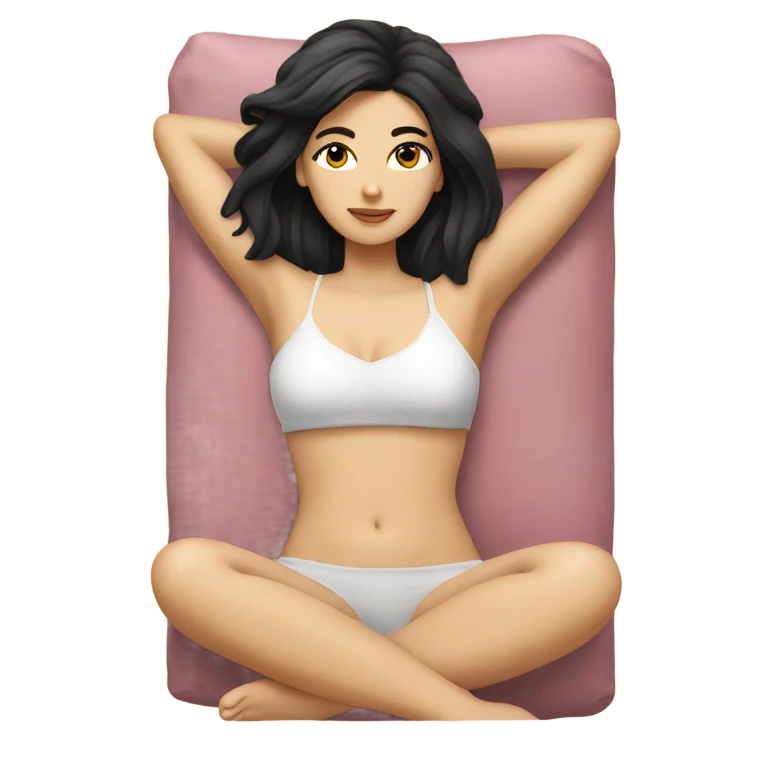 white girl with black hair sunbathing  emoji