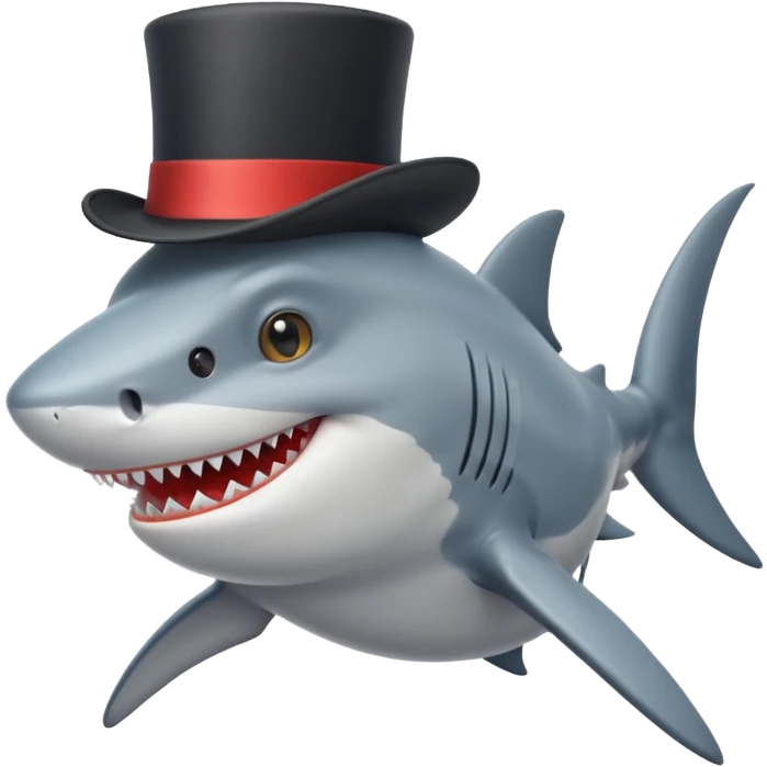 Shark with a top hat emoji