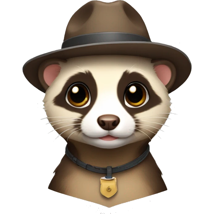 detective Ferret wearing a tiny cowboy hat with glasses emoji