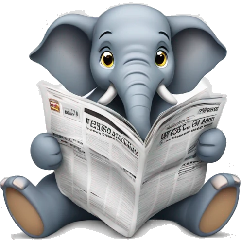 elephant who's reading newspaper emoji