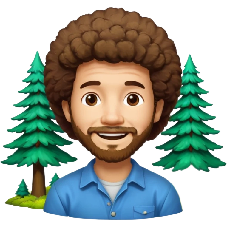 Bob Ross and Happy Little trees emoji