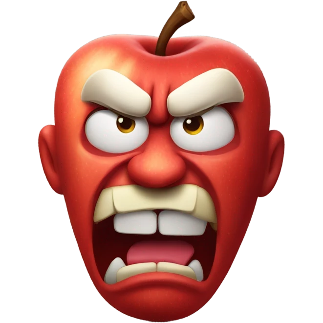Very muscular angry red apple emoji