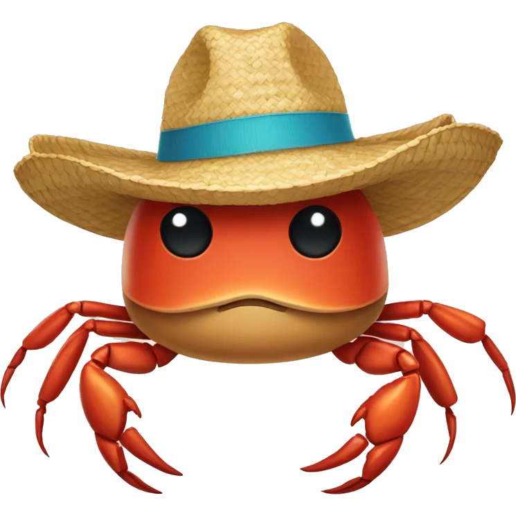 Straw hat and crab emoji
