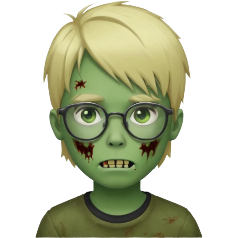 boy zombie with blonde emo hair and green skin and glasses emoji