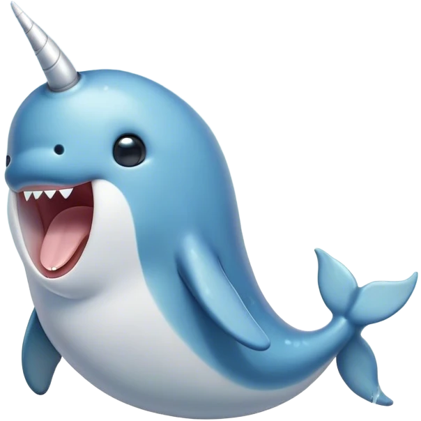 Cinematic Cute Yawning Narwhal Portrait Emoji, Head tilted slightly with a dramatic, wide-open yawn, showcasing a sleek, graceful form and a subtly curved tusk, sleepy eyes half-closed in drowsy contentment, Simplified yet irresistibly adorable features, highly detailed, glowing with a soft, cozy oceanic glow, high shine, relaxed yet expressive, stylized with a touch of whimsical charm, bright and endearing, soft glowing outline, capturing the essence of a drowsy yet affectionate sea guardian that seems ready to drift out of the screen for a nap! emoji