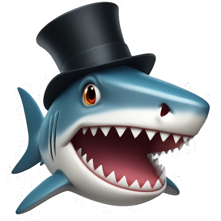 Shark with a top hat emoji