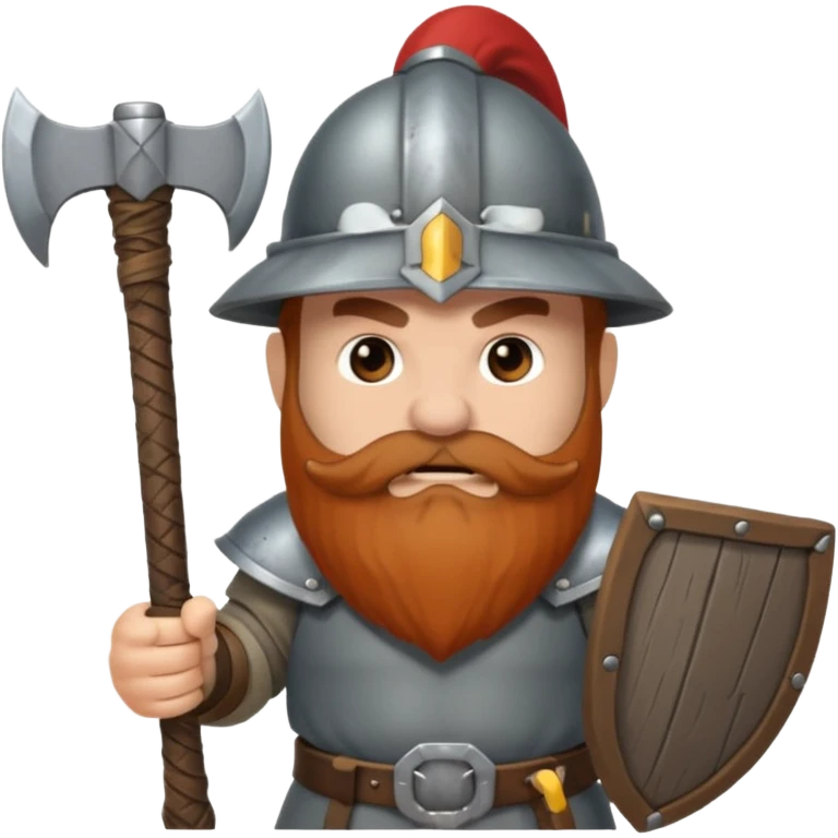 gimli the dwarf, brown beard, gray metal helmet, battle axe, no shield emoji