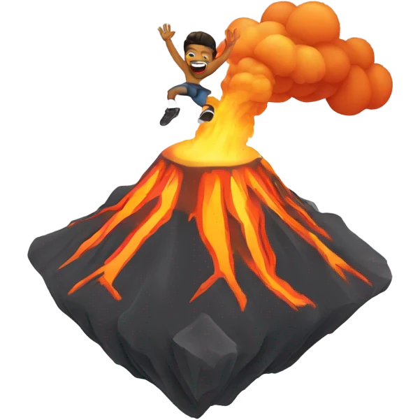 Man jumping in volcano emoji