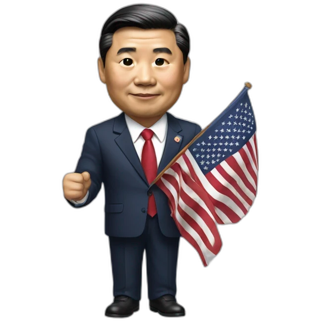 President Xi holding a usa flag emoji