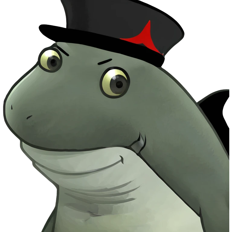 Shark with a top hat emoji