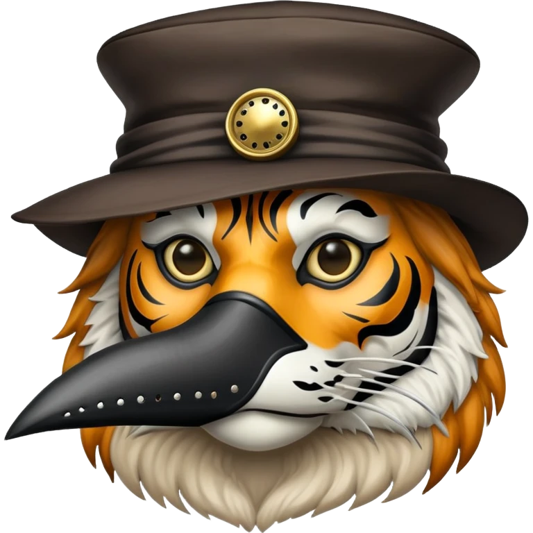 Tiger plague doctor with mask and hat emoji