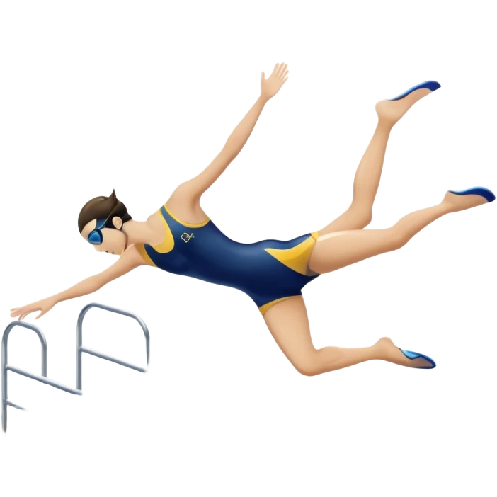 An icon showing a diver captured mid-air in a graceful pose above a pool, with a diving board behind and water below. Splash trails and motion lines emphasize precision and elegance. Transparent background highlights the beauty and focus of competitive diving. emoji