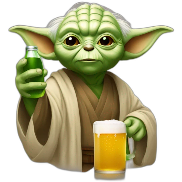 Yoda drink a beer emoji