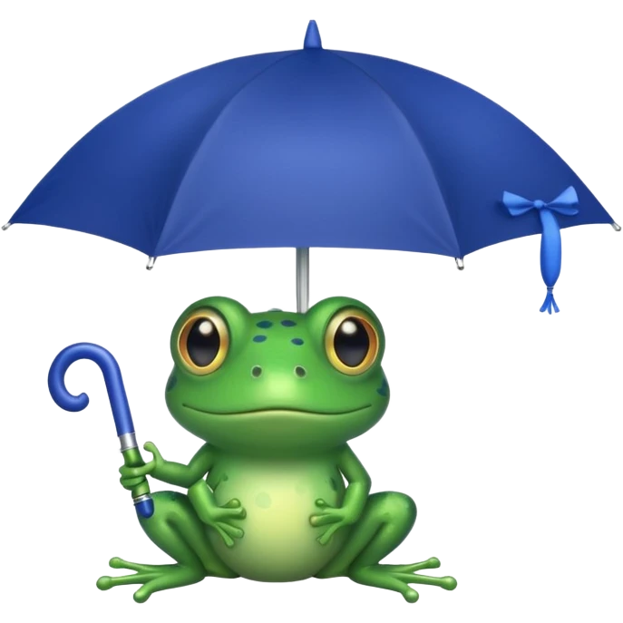 Frog hold small dark blue umbrella emoji