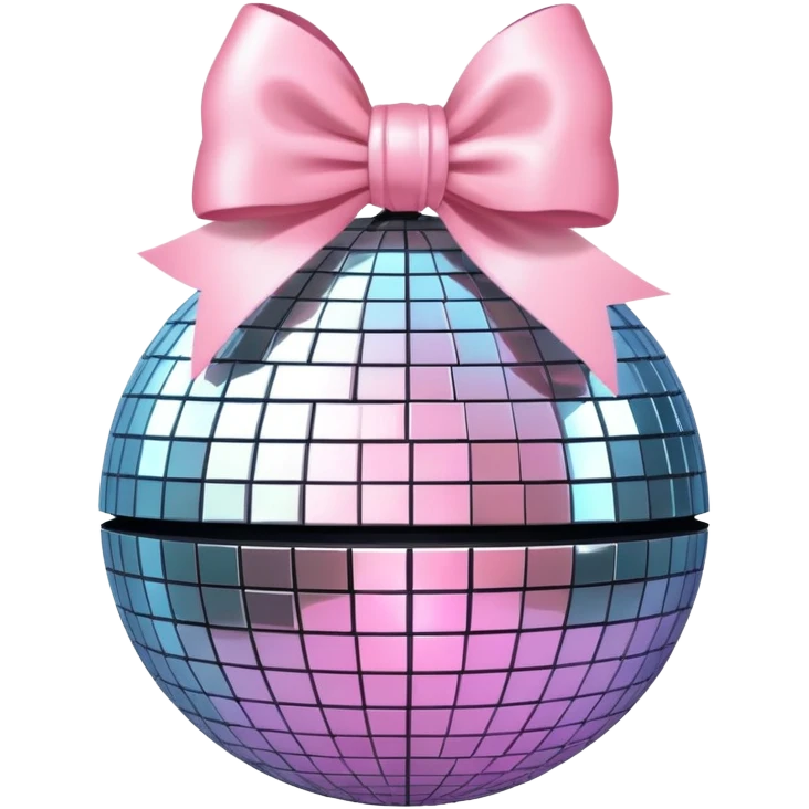 A disco ball with a light pink bow emoji