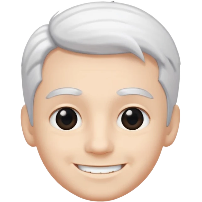 pure white hair,black eyebrow,cute Boy, smile face emoji