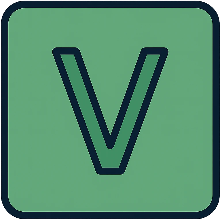 the letter V as seen on the periodic table, green color, clean and modern style emoji