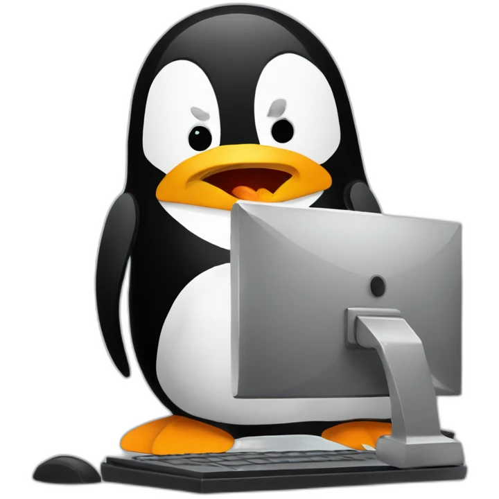 linux penguin enraged at computer emoji