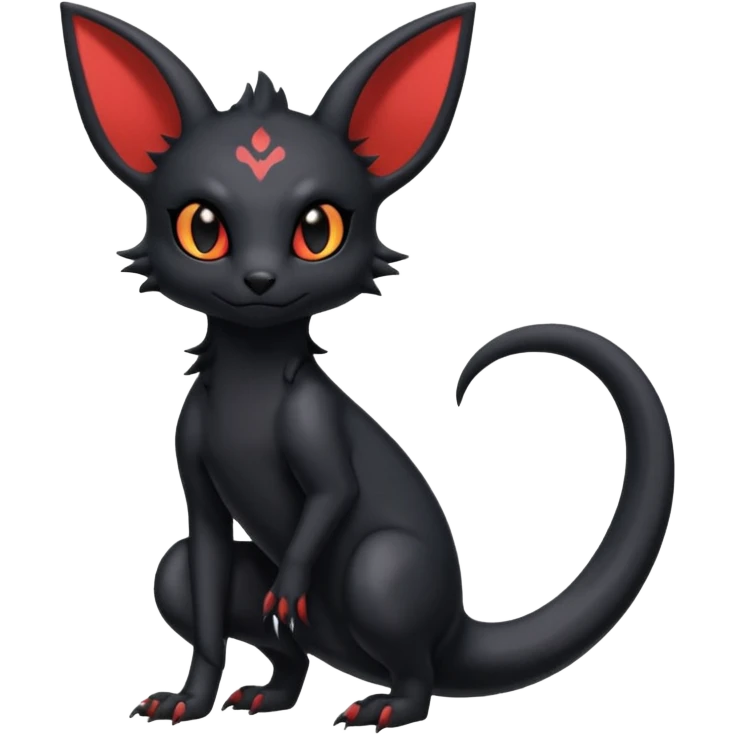 Shiny Dark Cute Gothic Gloomy Salandit-Umbreon-Noibat-Litten-Hybrid (Full body) emoji