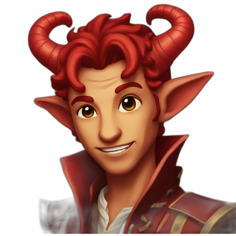 A red tiefling bard emoji