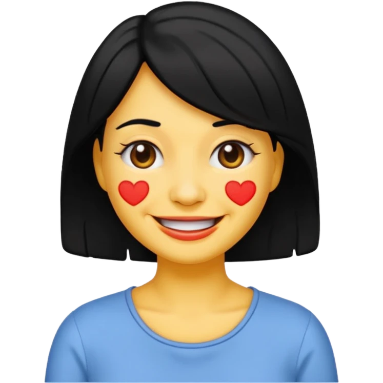 mujer con arrugas, pelo negro, estilo emoji emoji