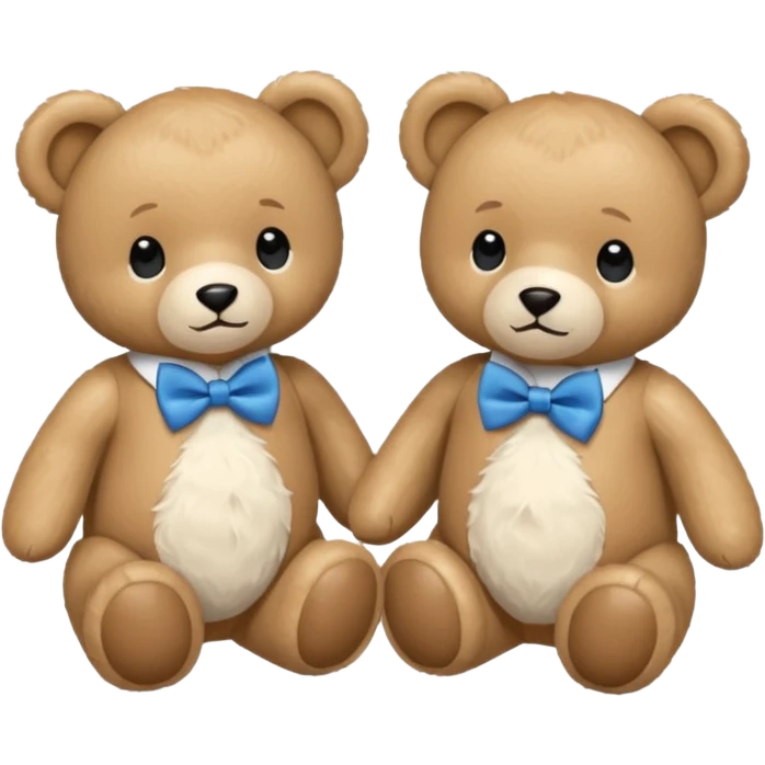 sweet twin teddy same baby white bears with blue bow tie emoji